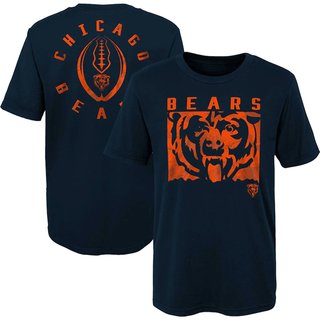 Men's Chicago Bears Navy Preschool Liquid Camo Logo T-Shirt
